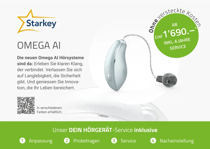 Starkey OMEGA AI Hörgerät – ab CHF 1’690.– inklusive 6 Jahre Service